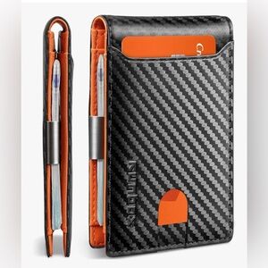 RUNBOX Slim Wallets for Men - Leather Money Clip Mens Wallet - RFID Blocking